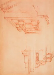 Kroonlijststudie; tekening door Michelangelo